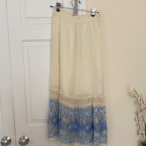 Free People Elegant Cream and Blue Women's Skirt